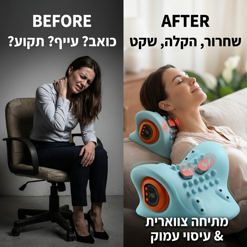 כרית עיסוי EMS לצוואר – הקלה חכמה לעמוד השדרה הצווארי (Cervical Spine)