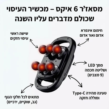 מסאז'ר 6 איקס – מכשיר העיסוי שכולם מדברים עליו השנה - תמונה עם הסבר