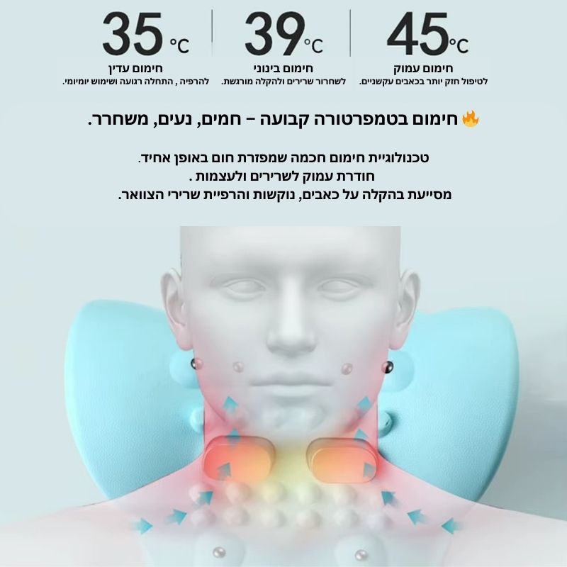 כרית עיסוי EMS לצוואר – הקלה חכמה לעמוד השדרה הצווארי (Cervical Spine)