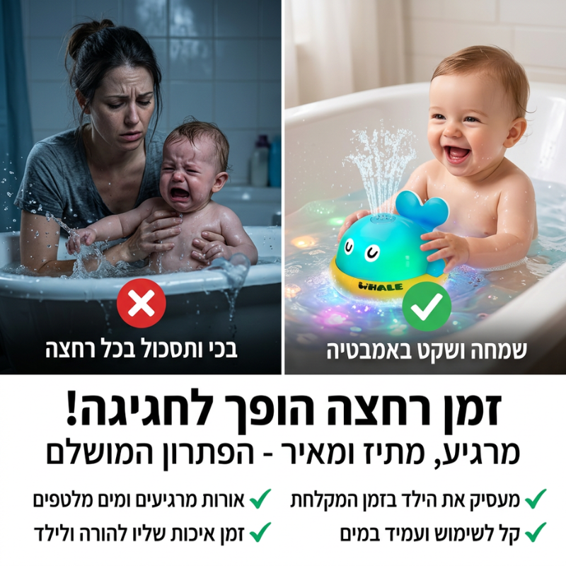הדולפין המתיז - אמבטיה שהופכת לחוויה חושית מושלמת.