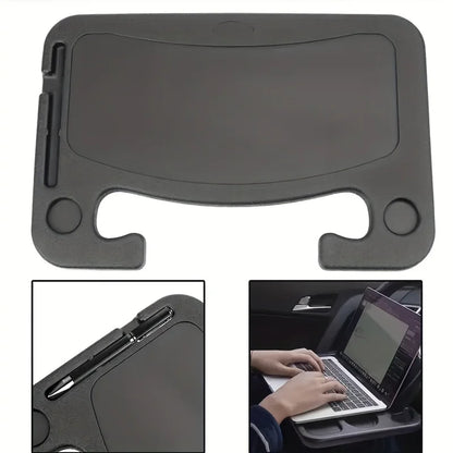 Black laptop tray with additional features on a white background