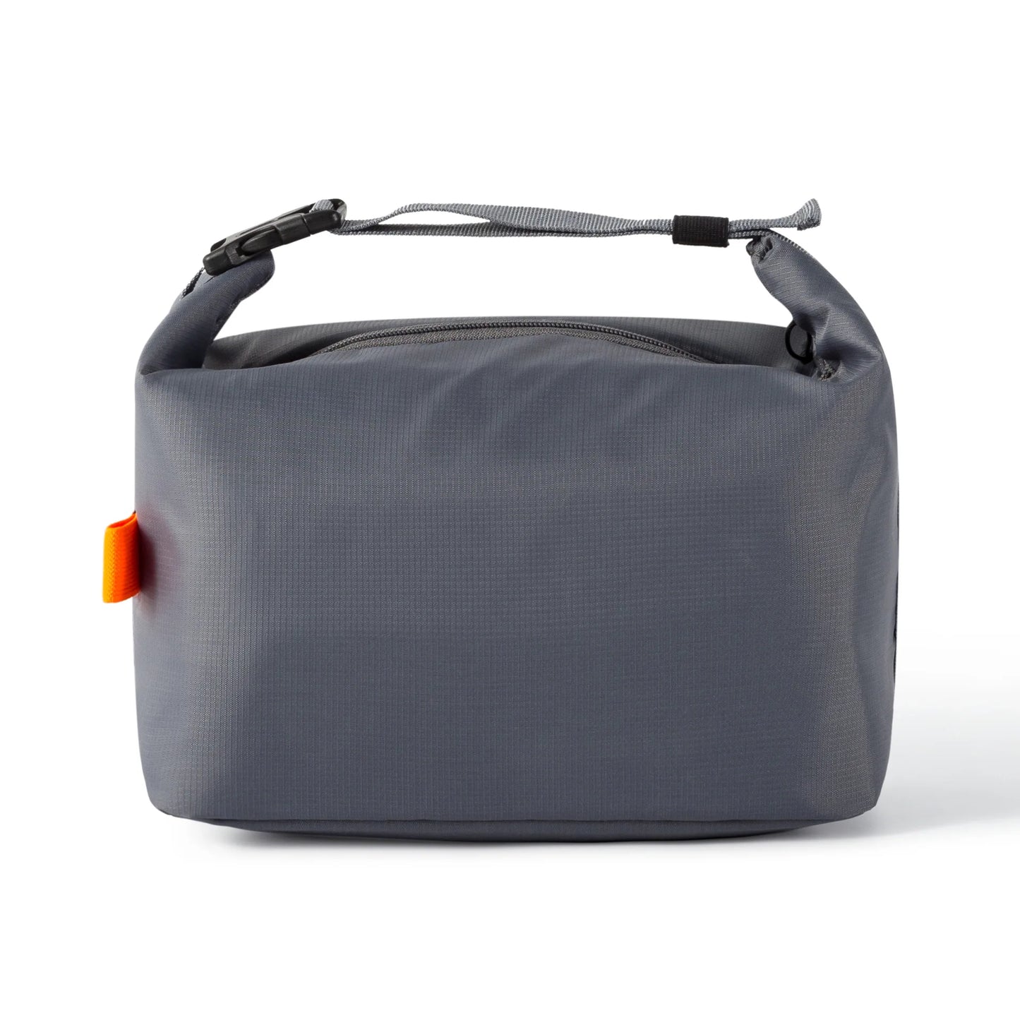 Gray bag with an orange tag on a white background