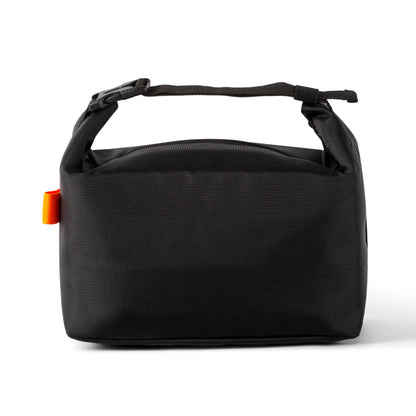Black bag with orange tag on a white background
