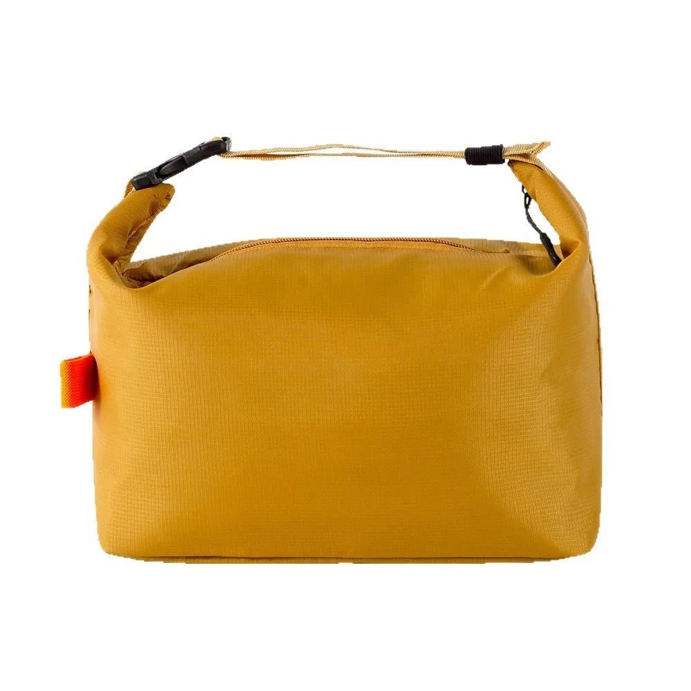 Yellow bag with a black handle on a white background