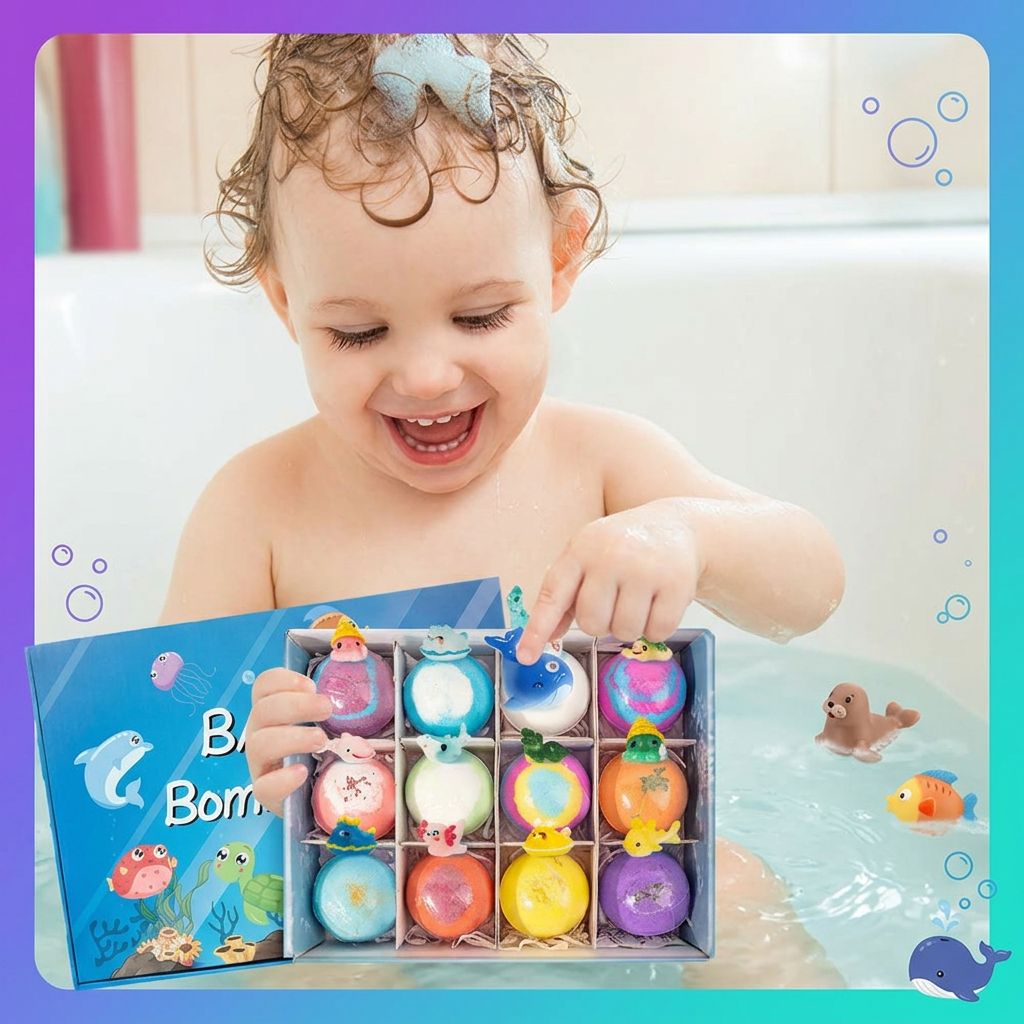 אמבטיקס בום – 12 פצצות אמבט קסומות לילדים עם הפתעה בכל כדור.